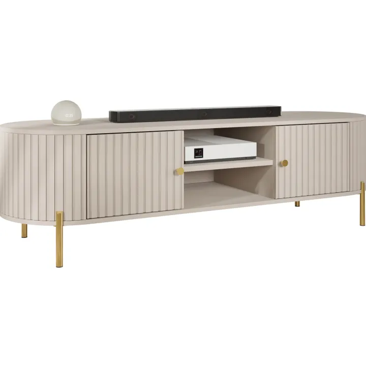 Mobile porta tv 175x54h cm cannettato 2 ante beige cashmere Zurik