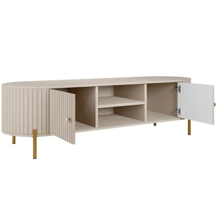 Mobile porta tv 175x54h cm cannettato 2 ante beige cashmere Zurik