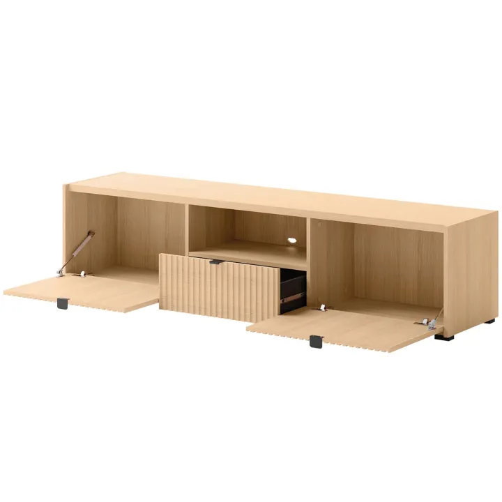 Mobile porta tv 179x42h cm cannettato 2 ante 1 cassetto rovere Sally