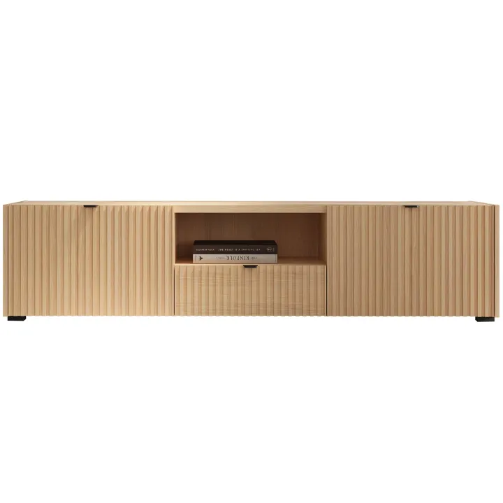 Mobile porta tv 179x42h cm cannettato 2 ante 1 cassetto rovere Sally