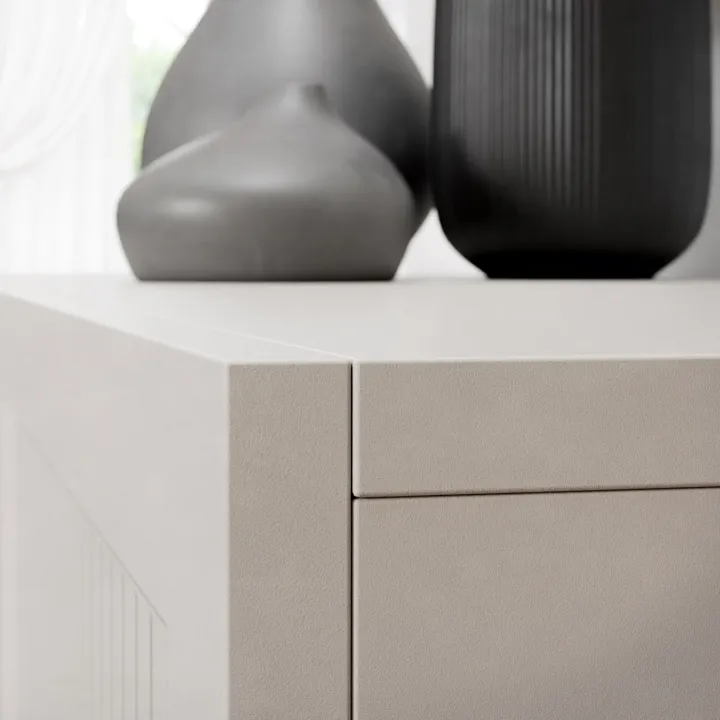Mobile porta tv 180x44h cm cannettato 2 ante 1 cassetto beige cashmere Rolly