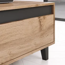 Mobile porta TV 185x42h cm 3 cassetti rovere antracite Salisburgo