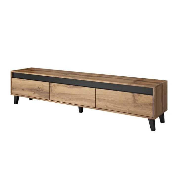 Mobile porta TV 185x42h cm 3 cassetti rovere antracite Salisburgo
