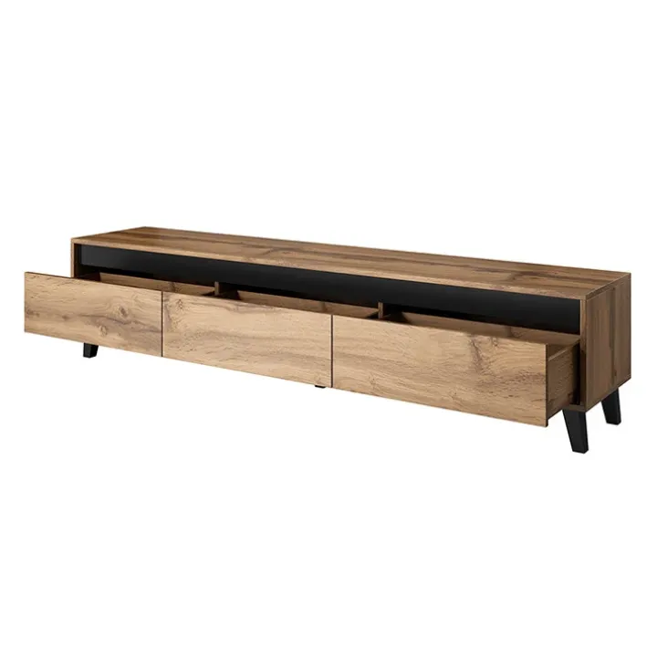 Mobile porta TV 185x42h cm 3 cassetti rovere antracite Salisburgo