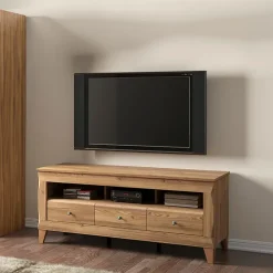 Mobile porta TV 156x64h cm 3 cassetti soggiorno rovere scuro Lucca
