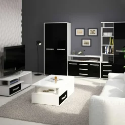 Mobile porta TV 118x43h cm 1 cassetto biaco opaco nero lucido Lexy