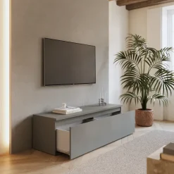 Mobile porta TV 138x40h cm con cassettone grigio scuro Sunset