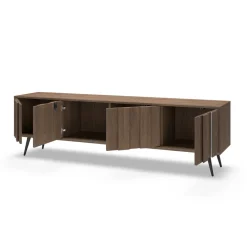 Mobile porta TV 183x54h cm con led 4 ante soggiorno noce Bois