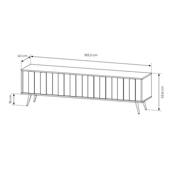 Mobile porta TV 183x54h cm con led 4 ante soggiorno noce Bois