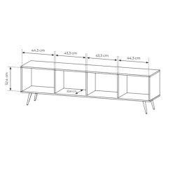 Mobile porta TV 183x54h cm con led 4 ante soggiorno noce Bois