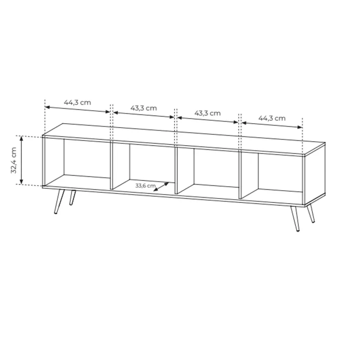 Mobile porta TV 183x54h cm con led 4 ante soggiorno noce Bois