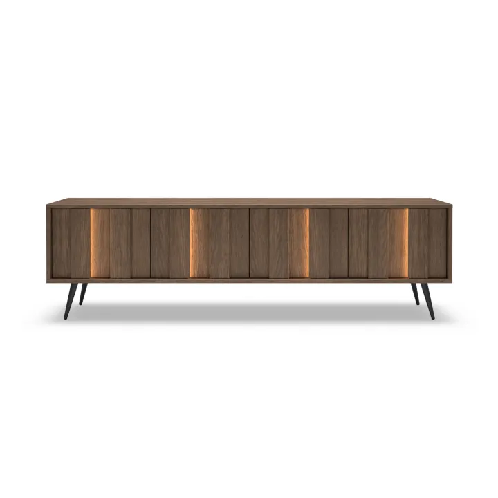 Mobile porta TV 183x54h cm con led 4 ante soggiorno noce Bois