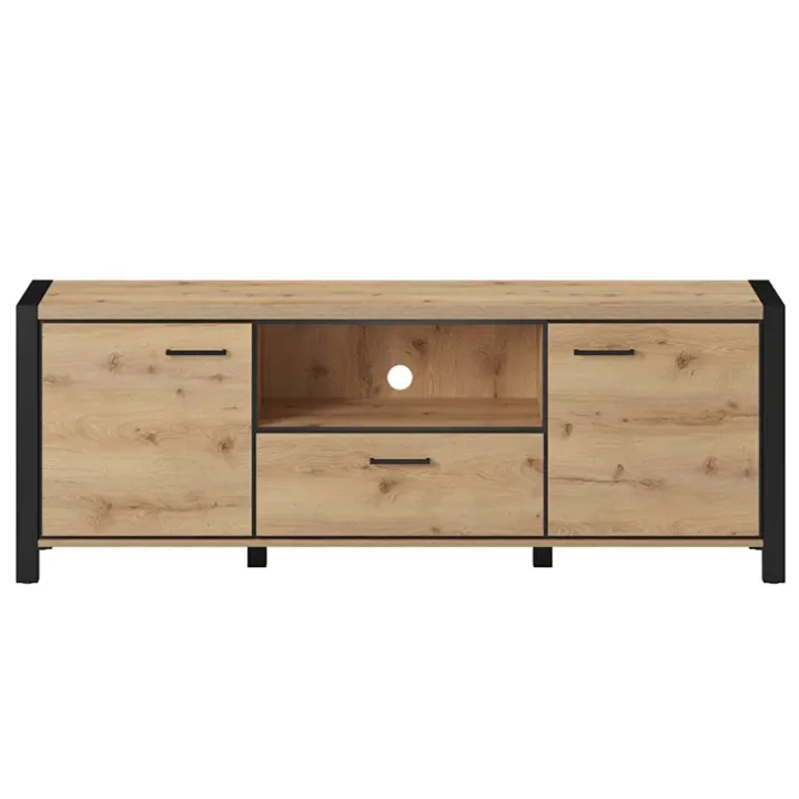 Mobile porta TV 180x65h cm design industrial quercia nero opaco Neive