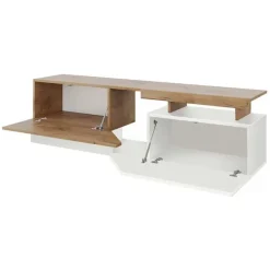 Mobile porta TV 160x46h cm design moderno rovere bianco Modesta
