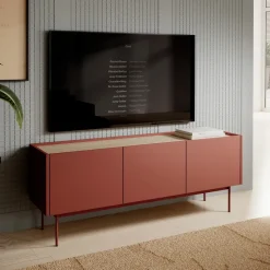 Mobile porta TV 144x55h cm design moderno 3 ante rosso Passion
