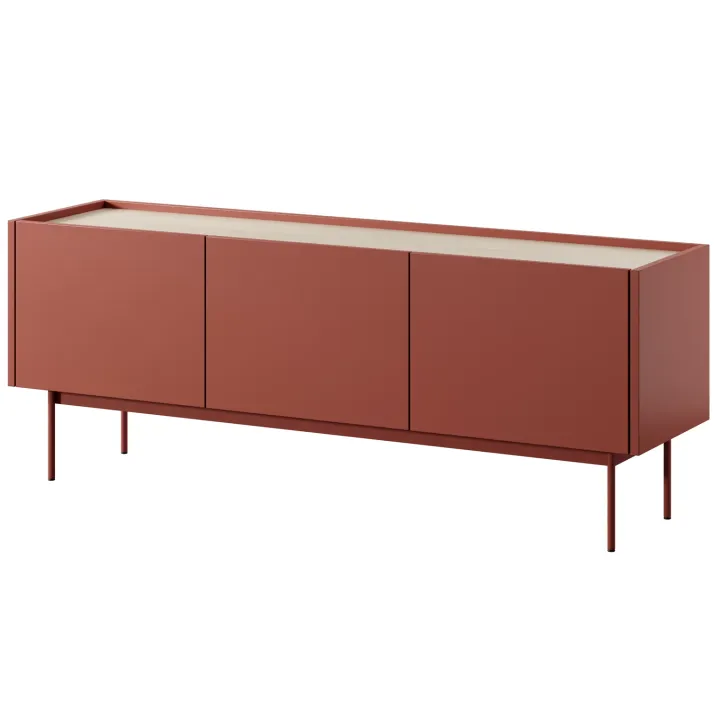 Mobile porta TV 144x55h cm design moderno 3 ante rosso Passion