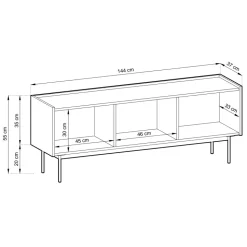 Mobile porta TV 144x55h cm design moderno 3 ante rosso Passion