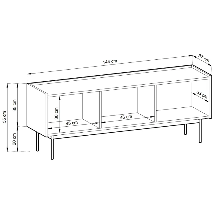 Mobile porta TV 144x55h cm design moderno 3 ante rosso Passion