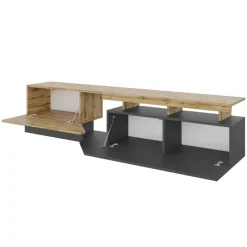 Mobile porta TV 200x47h cm design moderno rovere antracite Modesta