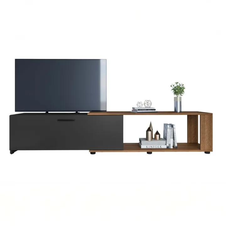 Mobile porta tv 122x40h cm estensibile e trasformabile in angolare noce antracite Venezia
