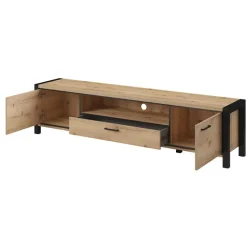 Mobile porta TV 210x50h cm industrial quercia nero opaco Neive