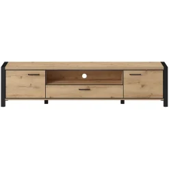 Mobile porta TV 210x50h cm industrial quercia nero opaco Neive