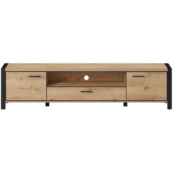 Mobile porta TV 210x50h cm industrial quercia nero opaco Neive