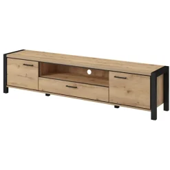 Mobile porta TV 210x50h cm industrial quercia nero opaco Neive