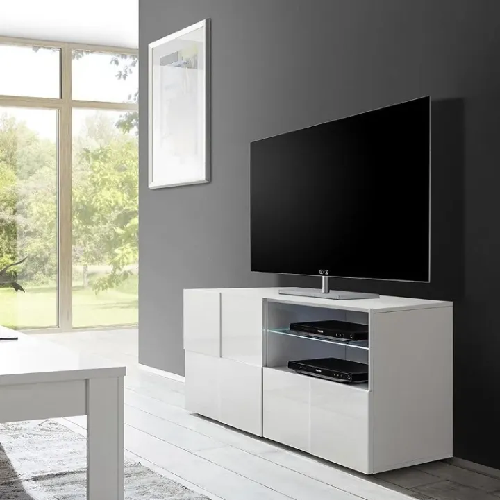 Mobile porta TV 121x57h cm laccato bianco lucido Obsession