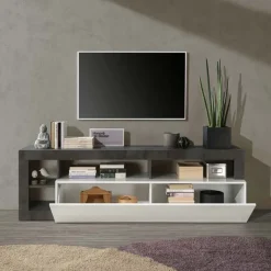 Mobile porta TV 184x58h cm moderna bianco lucido ossido Invictus