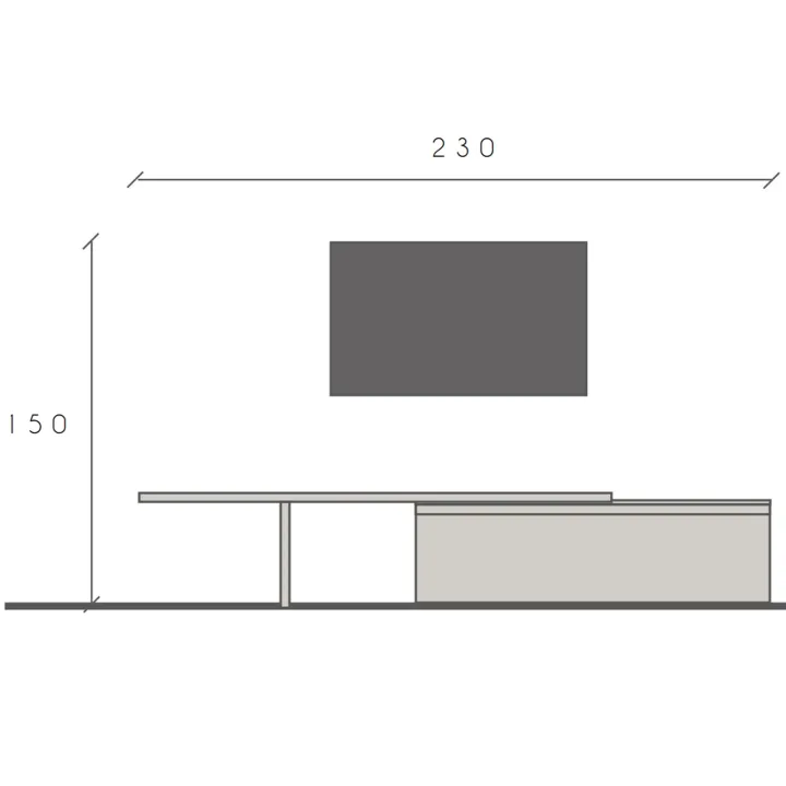 Mobile porta tv 230x150h cm moderna marrone rovere chiaro Sunset 95
