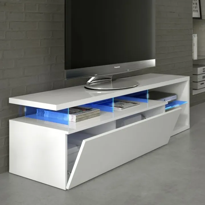 Mobile porta TV 150x43h cm moderno bianco lucido Lumina
