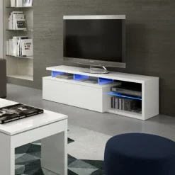 Mobile porta TV 150x43h cm moderno bianco lucido Lumina