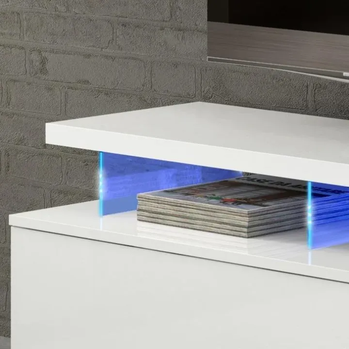 Mobile porta TV 150x43h cm moderno bianco lucido Lumina