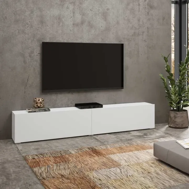 Mobile porta TV 180x35h cm moderno bianco Fusion