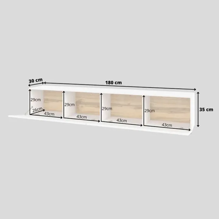 Mobile porta TV 180x35h cm moderno bianco Fusion