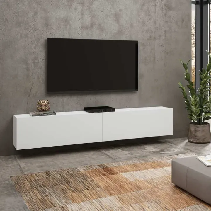 Mobile porta TV 180x35h cm moderno bianco Fusion
