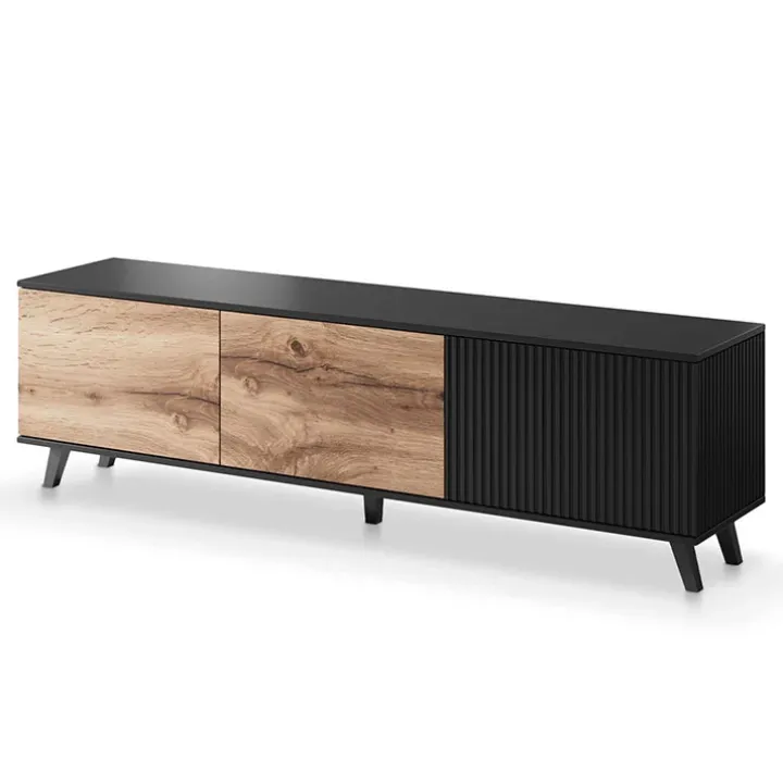 Mobile porta TV 180x52h cm moderno industrial rovere nero Nandina