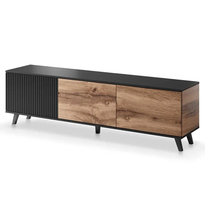 Mobile porta TV 180x52h cm moderno industrial rovere nero Nandina