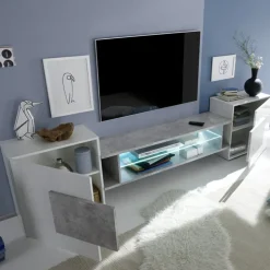 Mobile porta TV 258x61h cm moderno laccato bianco lucido Starck