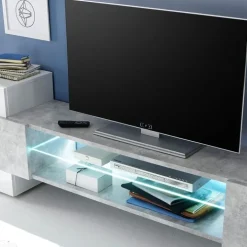 Mobile porta TV 258x61h cm moderno laccato bianco lucido Starck