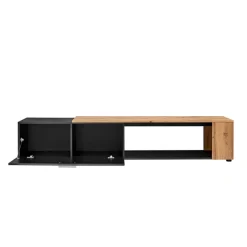 Mobile porta TV 200x39h cm moderno nero opaco rovere Caravaggio
