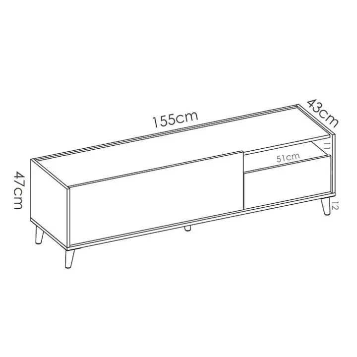 Mobile porta TV 155x47h cm moderno rovere grigio bianco petrolio Dominic
