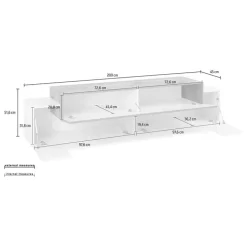 Mobile porta TV 200x52h cm moderno soggiorno bianco pero Milos Gihome®