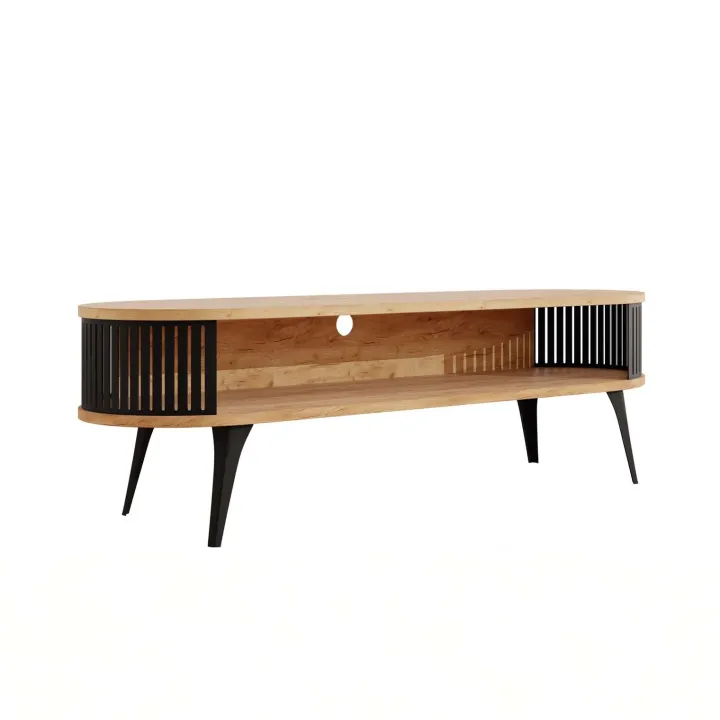 Mobile porta TV 140x44h cm ovale rovere nero Valeris