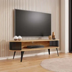 Mobile porta TV 140x44h cm ovale rovere nero Valeris