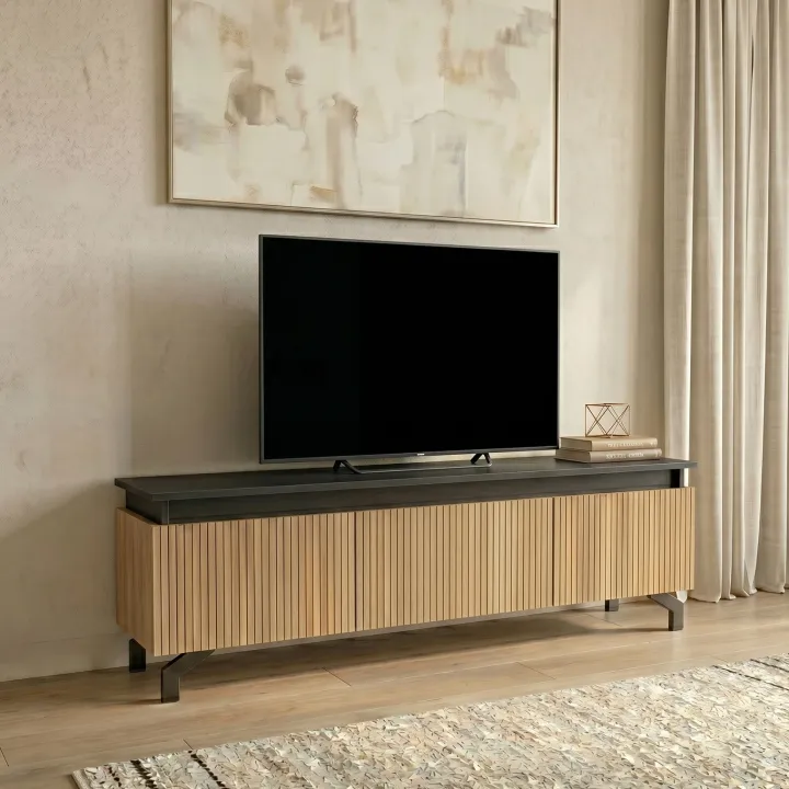 Mobile porta TV 130x44h cm reversibile rovere nero frassinato Norcia