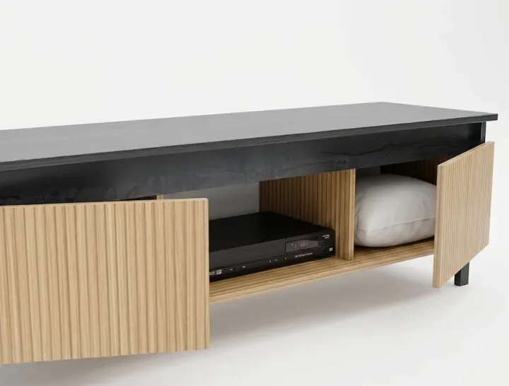 Mobile porta TV 130x44h cm reversibile rovere nero frassinato Norcia