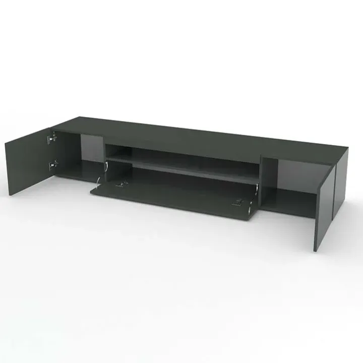 Mobile porta TV 200x37h cm soggiorno antracite Light Big Gihome®
