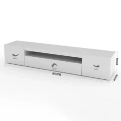 Mobile porta TV 200x37h cm soggiorno bianco laccato lucido Light Big Gihome®